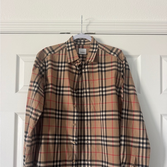 Burberry Beige and Black Checkered Men's Shirt